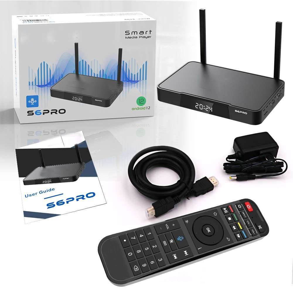 S6 pro Super Smart Android TV Box with Voice S6 pro 4G RAM 32G ROM Box + Voice Remote + 1* Mini Keyboard +1*thumbdrive 64Ge 64G 1