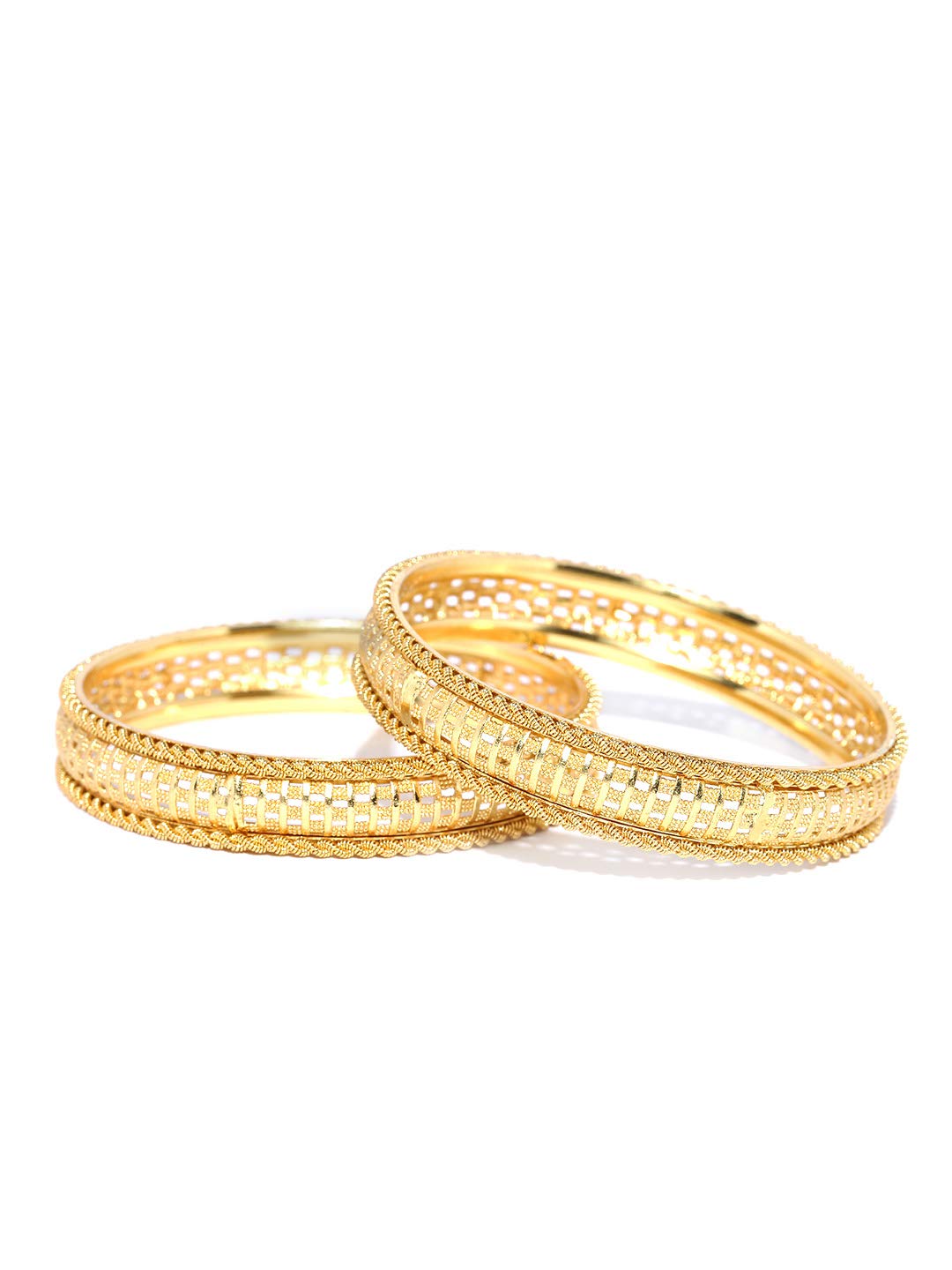 Priyaasi Gold-Plated Perforated Design brass Bangles for Women