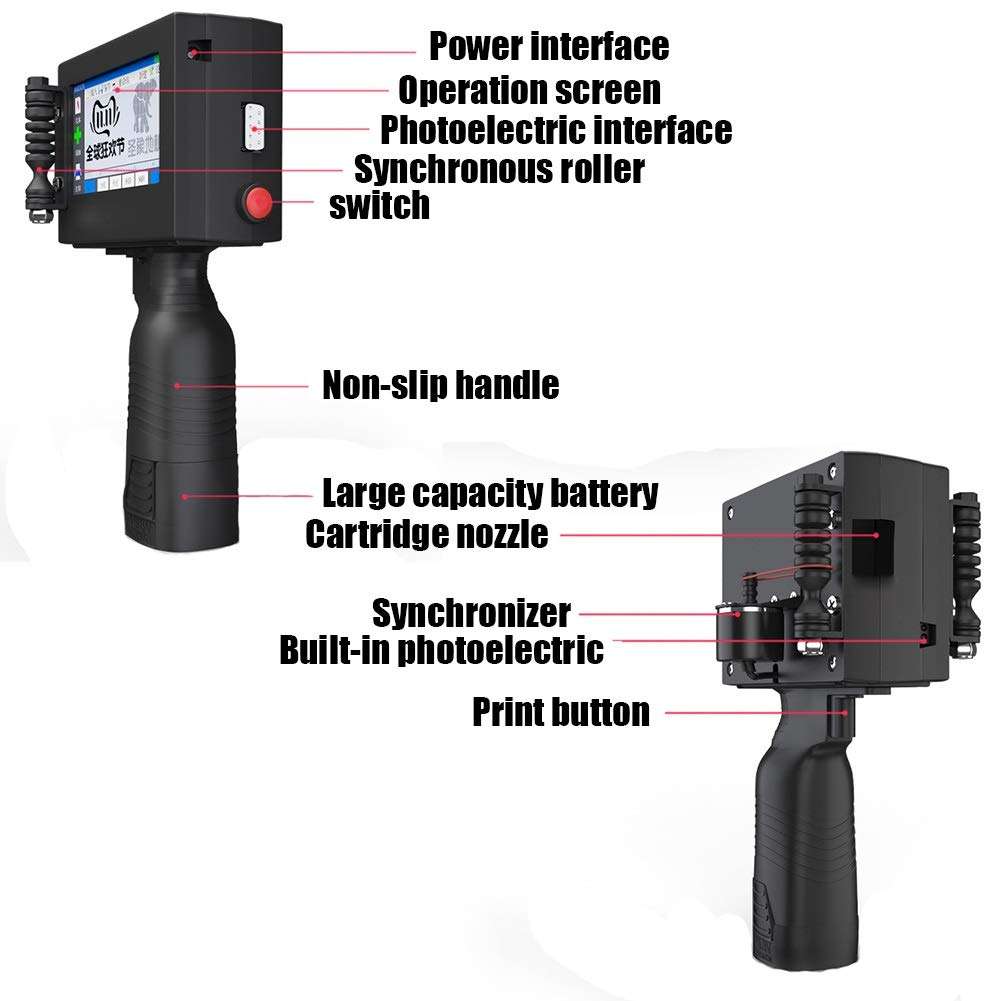 MX3S Portable Printers Labelling Gun, Handheld Inkjet Code Printer HD, Printing Trademark Logo Barcode Graphic Date Price Label Making Machine (Color : A) 6