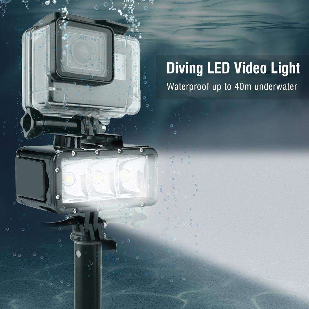 Mini Video LED Light, 40m Underwater Waterproof Diving LED Light Fill Lamp for Gopro, SJCam, XiaoYi etc 2