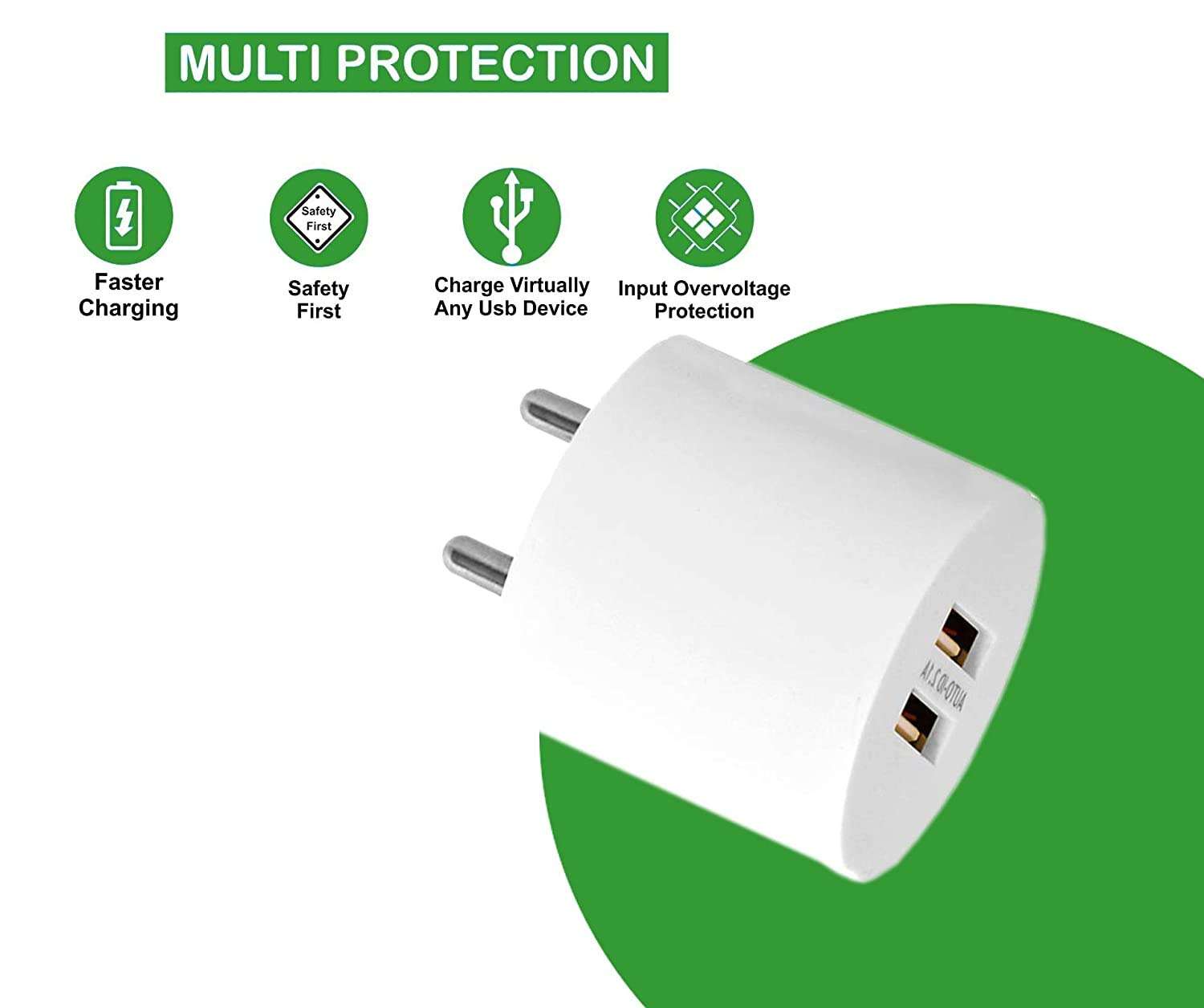 Dual Port Charger for Sam-Sung Galaxy S22 Plus / S 22 Plus Charger Original Adapter Like Wall Charger | Mobile Charger | Fast Charger | Android USB Charger With 1 Meter USB Type C Charging Data Cable (3.4 Amp, 2-Port, TOC1, White) 2