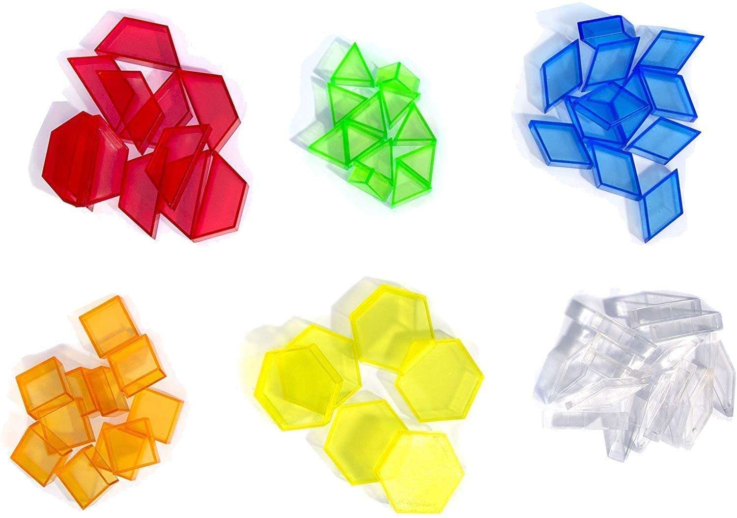 Think Fast Toys | Translucent Geometric Pattern Blocks for Early Education | 72-Piece Set | Assorted Colors | STEM & Home Learning Toys 4