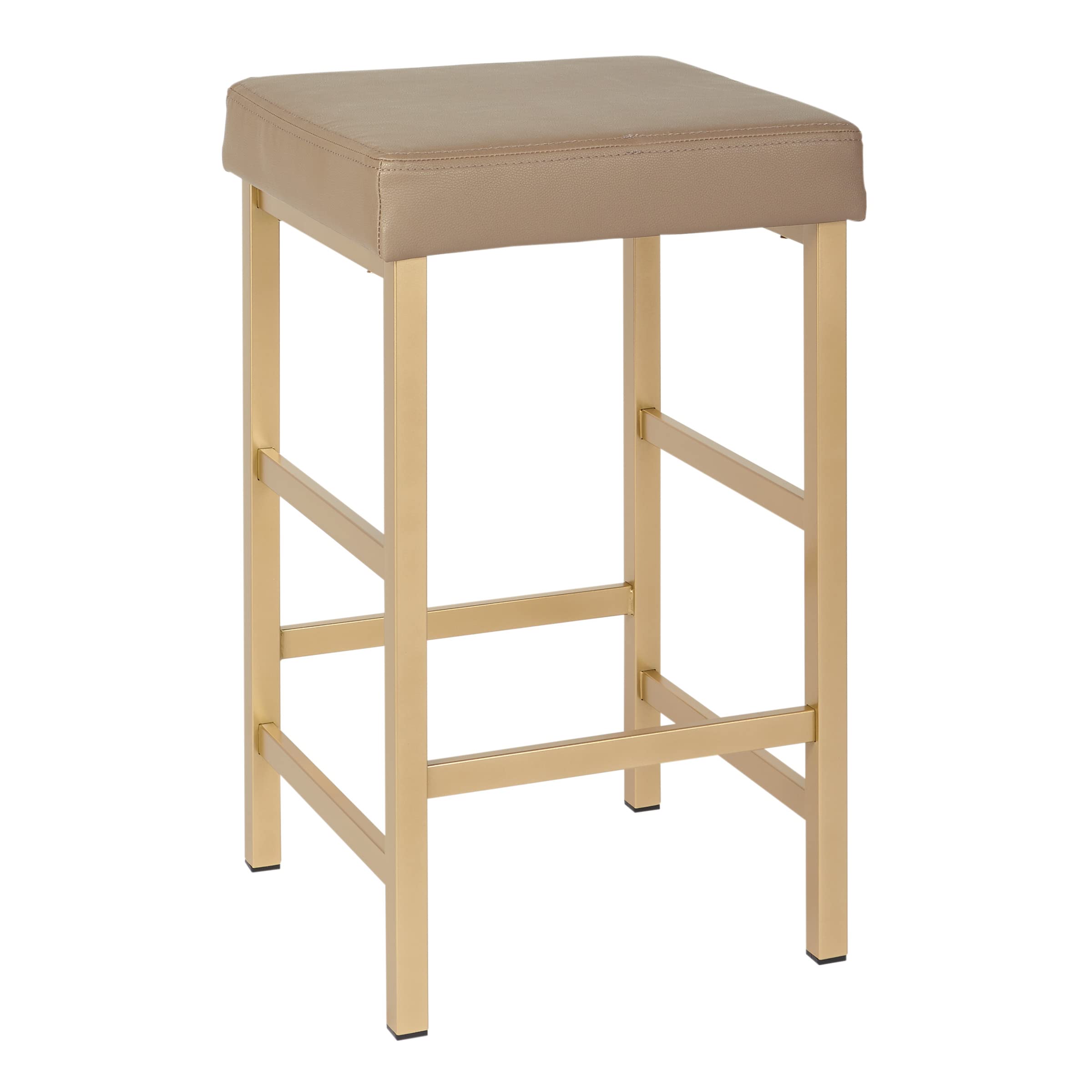 OSP Home Furnishings Backless Stool with Gold Frame, 26-Inch, Camel 1