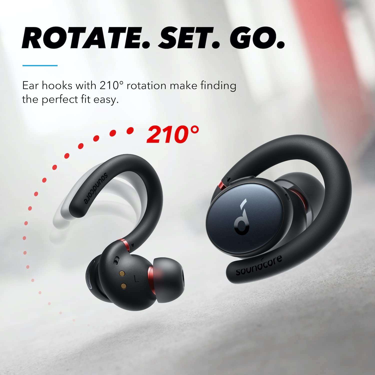 soundcore by Anker Sport X10 True Wireless Bluetooth Sport Earbuds, Rotatable Over-Ear Hooks for Ultimate Comfort and Secure Fit, Deep Bass, IPX7 Waterproof, Sweatproof, Fast Charge, App, Gym, Running 2
