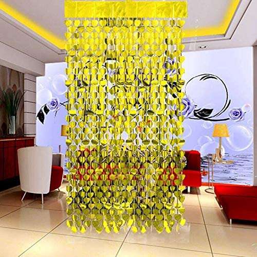 WILDCROC Valentine's Day Heart Foil Curtain, Gold Colour, 4 Pack, 3 x 6 ft Each | Romantic Decorations for Valentines Day Party 3