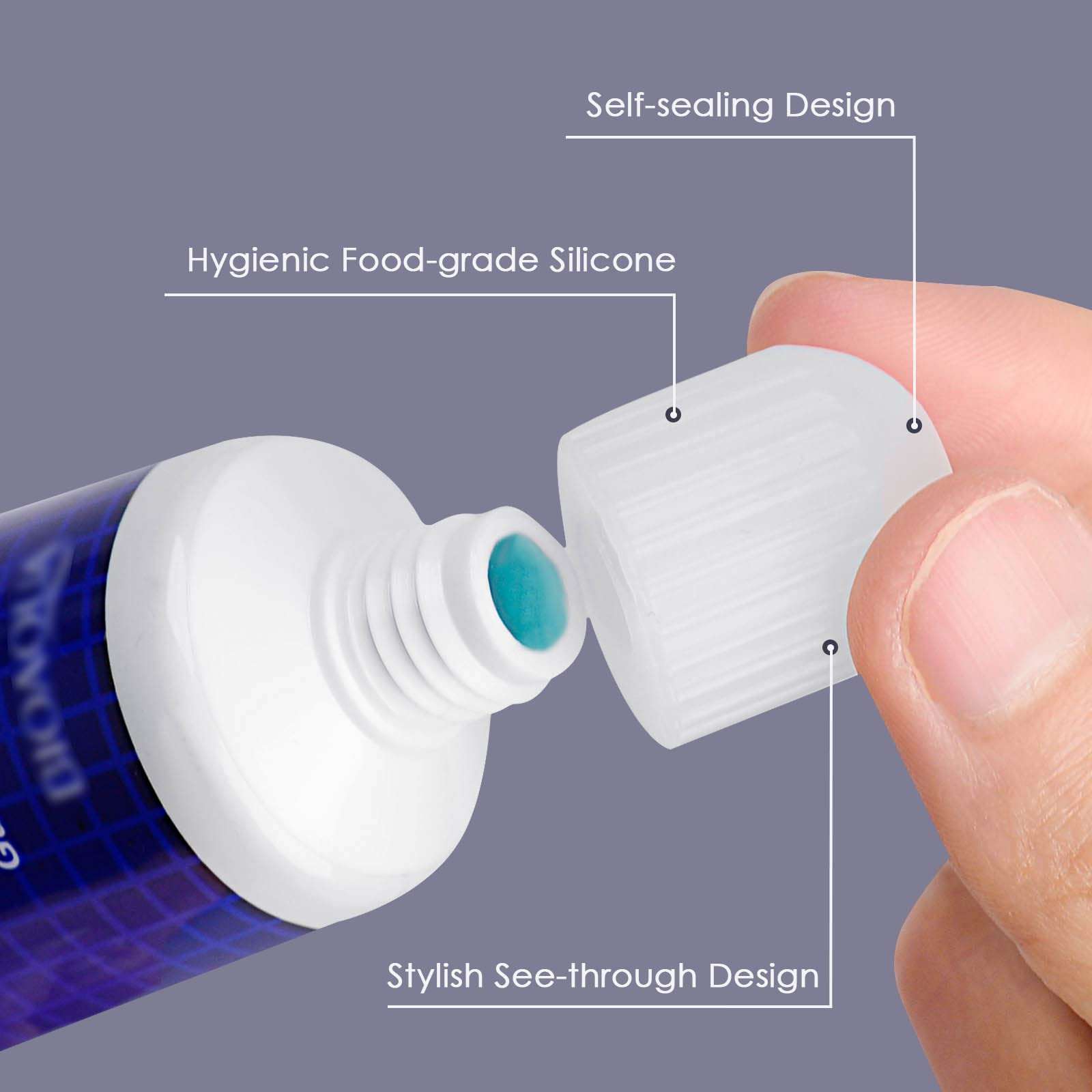 Linkidea 6 Pcs Self Closing Toothpaste Caps for Kids Adult, Silicone No Waste Toothpaste Saver Cap Dispensers (White) 4