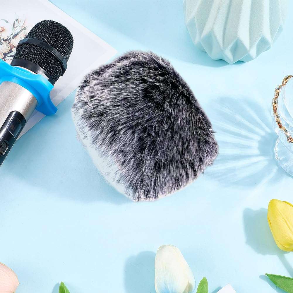 CREATCABIN Fluffy Microphone Cover Furry Mic Microphone Furry Windscreen Muff Soft Pop Filter and Windscreen for Karaoke, Studio, and Broadcasting Fits Most Standard 4.53x3.35inch Black 4
