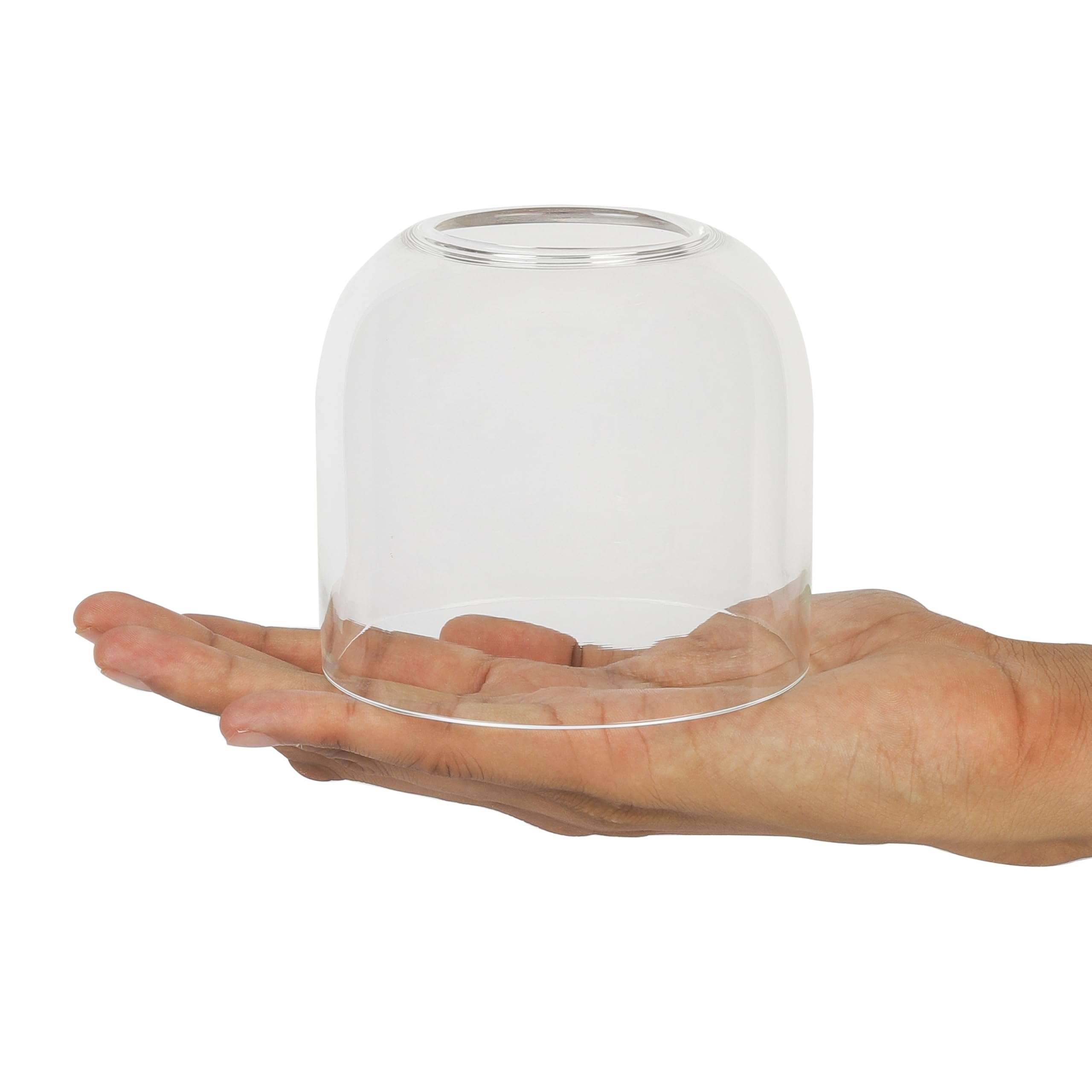 Klassic Big Curved Borosilicate Glass Cover (Without Diya) | 3.8 Inch Height & 4.1 Inch Width | Clear Heat-Resistant Glass Chimney | Wind & Dust Protector for Mandir, Puja, Aarti, Home Decor & Gifting 5