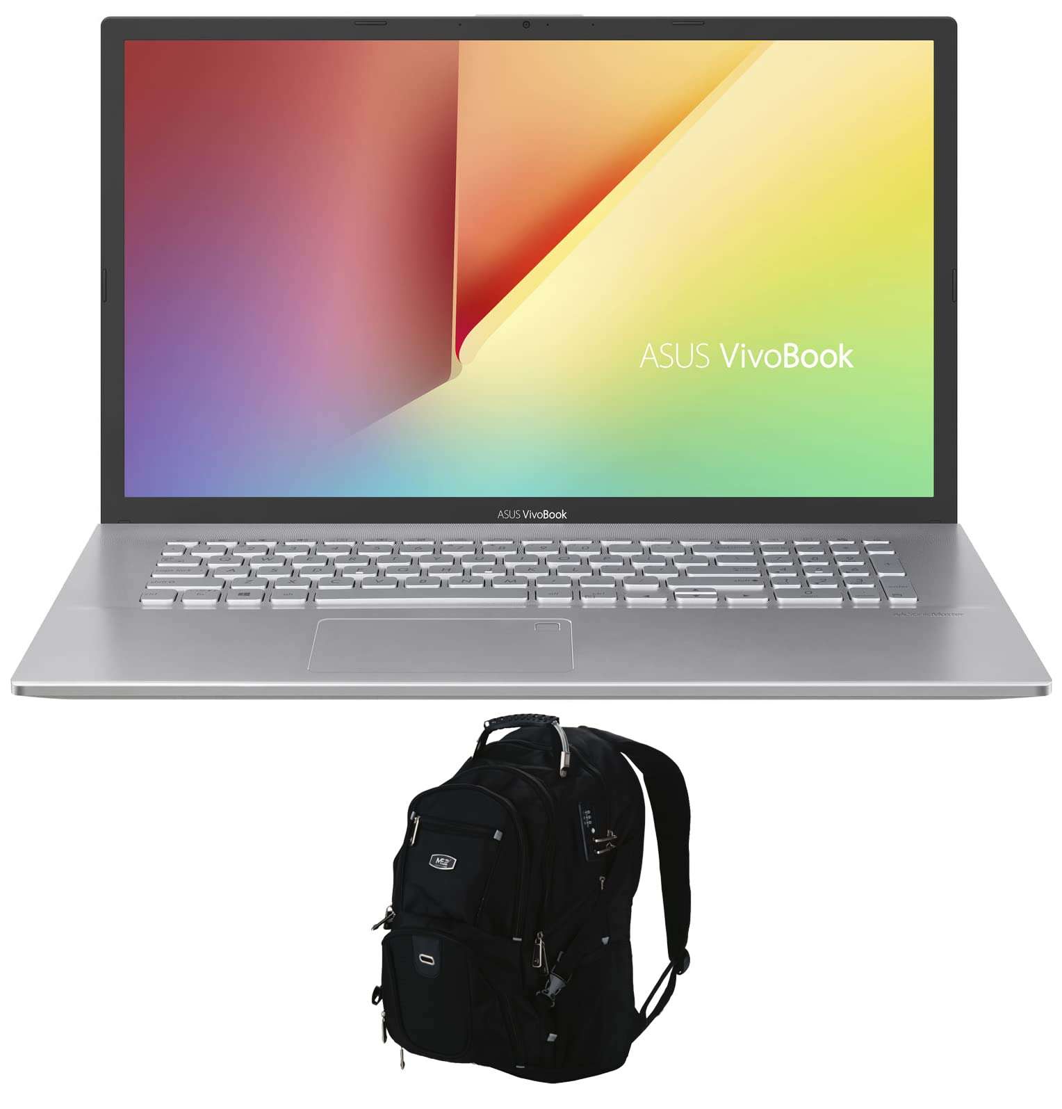 ASUS VivoBook Home & Business Laptop (AMD Ryzen 3 3250U 2-Core, 8GB RAM, 512GB m.2 SATA SSD, AMD Vega 3, 17.3" 60Hz Full HD (1920x1080), WiFi, Win 10 Home) with Travel & Work Backpack 1