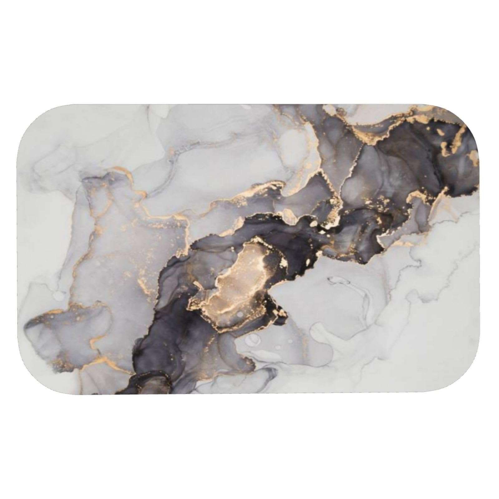 ATZGWUI Marble Diatomaceous Earth Bath Mat, Luxury Abstract Fluid Super Absorbent Floor Mat, Quick Dry Rubber Backed Dirt Bathroom Rugs for Shower Sink Bathtub 24" x 16" 1