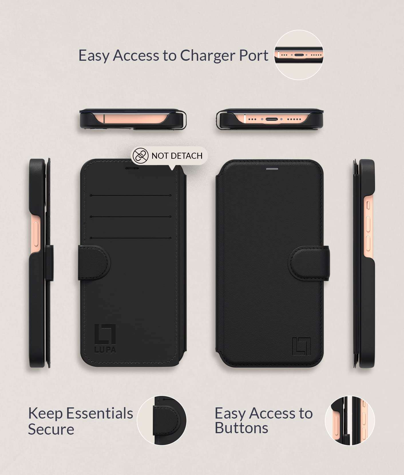 LUPA Legacy iPhone Xs Max Wallet Case - Slim & Lightweight Flip Case with Credit Card Holder - Desert Sky 4