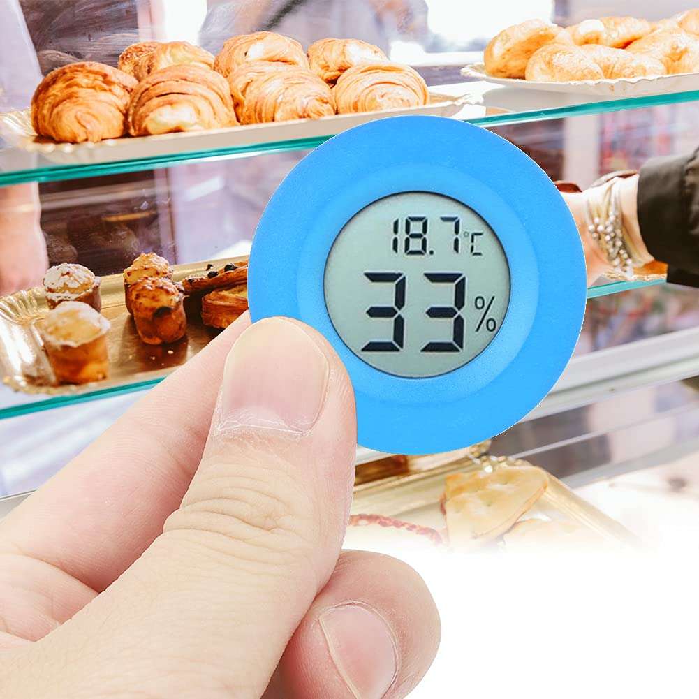 Mini Thermometer Hygrometer Humidity Digital LCD Humidity Monitor Meter Gauge Indoor Temperature Circular Embedded Digital LCD Display, -50~70 °C 10% - 99%(Blue) 4