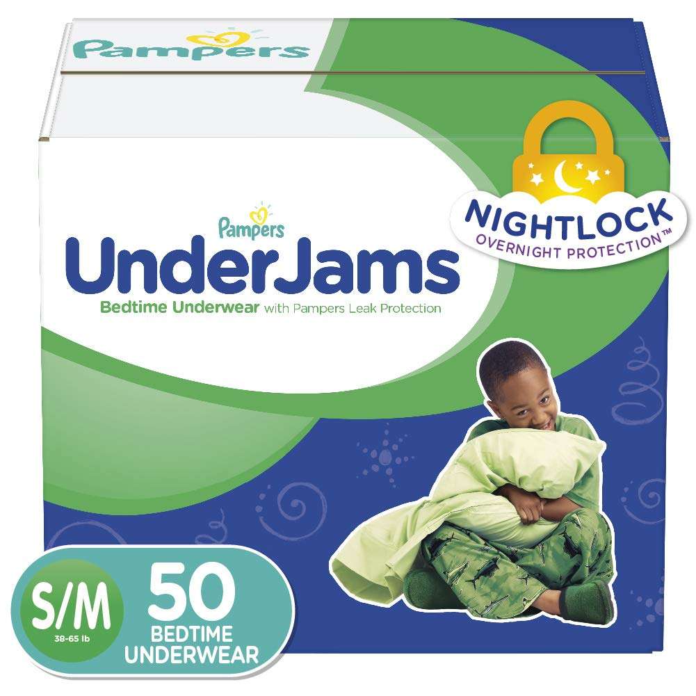 Pampers UnderJams Disposable Bedtime Underwear for Boys, Size Small/Medium (50 Count), Super Pack 1