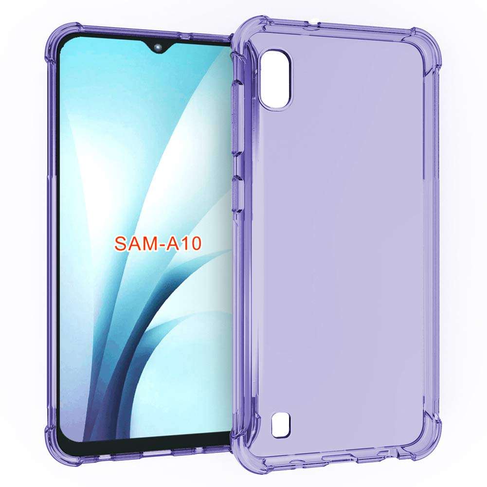 PUSHIMEI Samsung Galaxy A10 Case[not fit Galaxy A10e 5.8"], Soft TPU Crystal Transparent Slim Anti Slip Full-Body Protective Phone Case Cover for Samsung Galaxy A10 6.2"(Clear Purple Anti-Shock TPU) 1