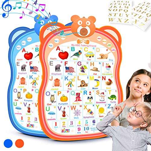 My ABC Talking Friend Interactive Alphabet Toy Talking Poster Wall Chart, Educational Toy for Learning Toddlers, Age 2+ Year Old Boys and Girls [ORANGE COLOR ONLY] 1