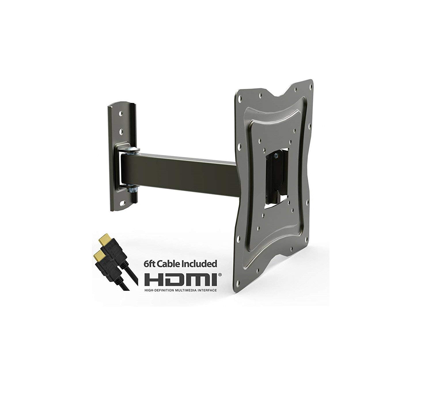 Full Motion TV Wall Mount Fits for 10" to 50" Flat-Panel TVs with Tilt and Swivel Articulating Arm and HDMI Cable, UL Certified