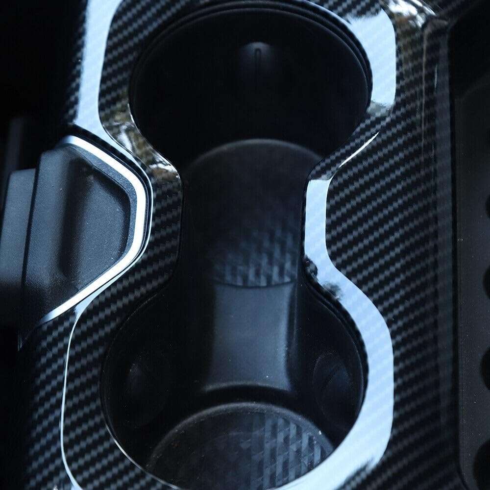 Srggscd Central Water Cup Holder Cover Trim Frame + Carbon Fiber ABS -TCZ202104191 Compatible with Ram 1500 Big Horn/Laramie/Laramie Longhorn/Limited/Lone Star/Rebel/Tradesman 2019-2020 3