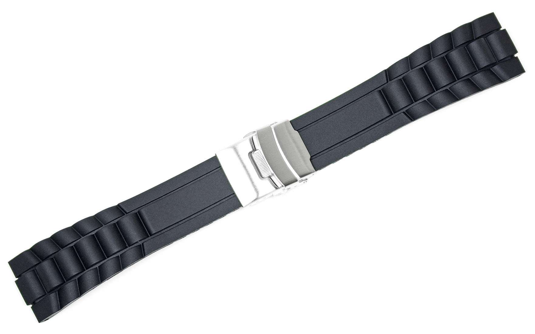 deBeer 22mm Oyster Style Divers Clasp Rubber Replacement Watch Band - Black 2