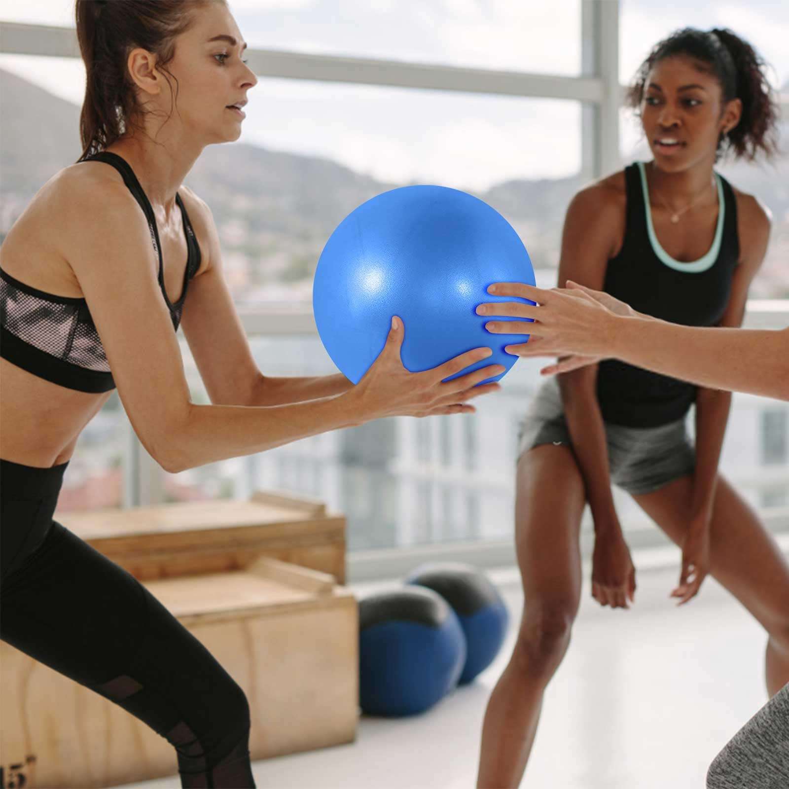 5Pcs Yoga Starter Kit Include Yoga Mat with Carry Strap, Yoga Blocks Strap Pilates Ball, Resistance Bands for Beginners Women and Men (Blue) 6