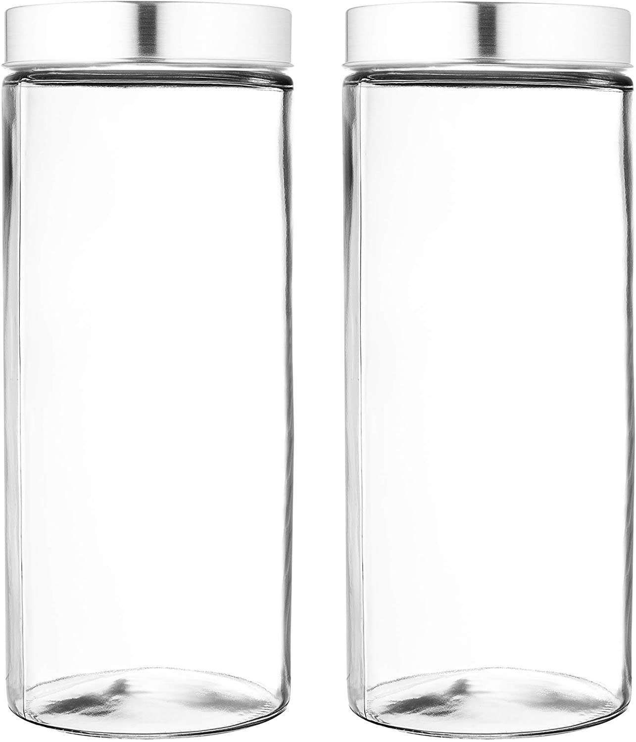 DCOR Shine 500 ml Glass Jars and containers with air Tight Metal lid for Kitchen Storage Jars,Spice Storage Jars and Silver lid Bamboo (2) 5