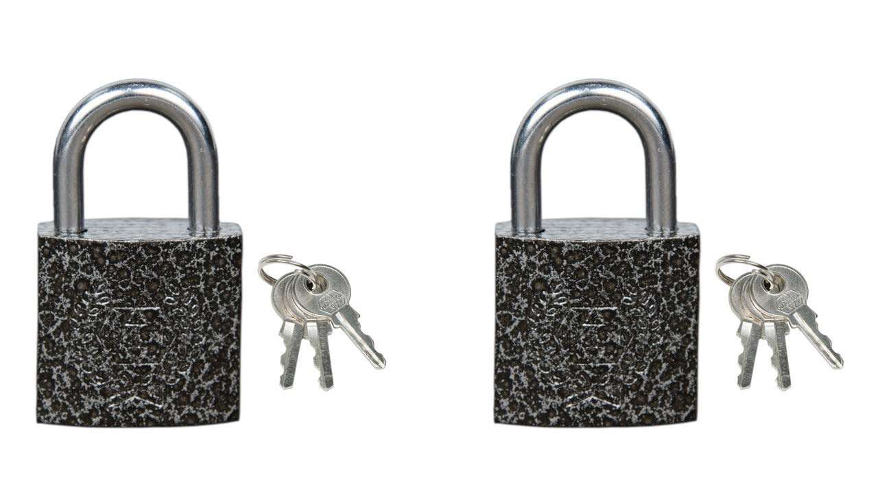 Harrison Luggage Lock C I-0320 Key Padlock with 3 Keys Mild Steel Solid Body Hardened Shackle Suitable for Suitcase, Bag, Bagpack, Small Lock (Grey) - Pack of 2 1