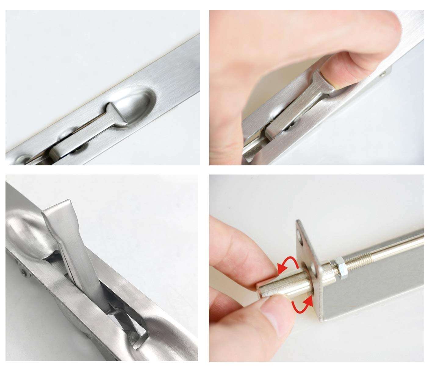 TOGU 6" Solid Stainless Steel Lever Action Flush Bolt,Concealed Security Door Lock for Composite Doors,French Doors,Wood Doors,Double Doors,Dummy Doors,Brush Stainless Steel Finish 5