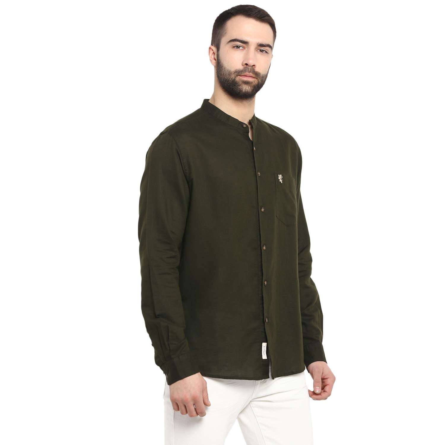 Red Tape Men's Solid Regular fit Casual Shirt (RFS0046_Olive_Large L) 3