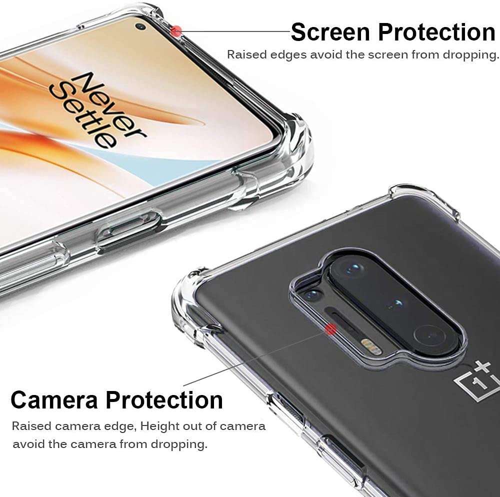 Zeking OnePlus 8 Pro Case, Anti-Scratch Crystal Clear with Four Corner Bumper Protective Case Cover Compatible for OnePlus 8 Pro(Transparent) 3