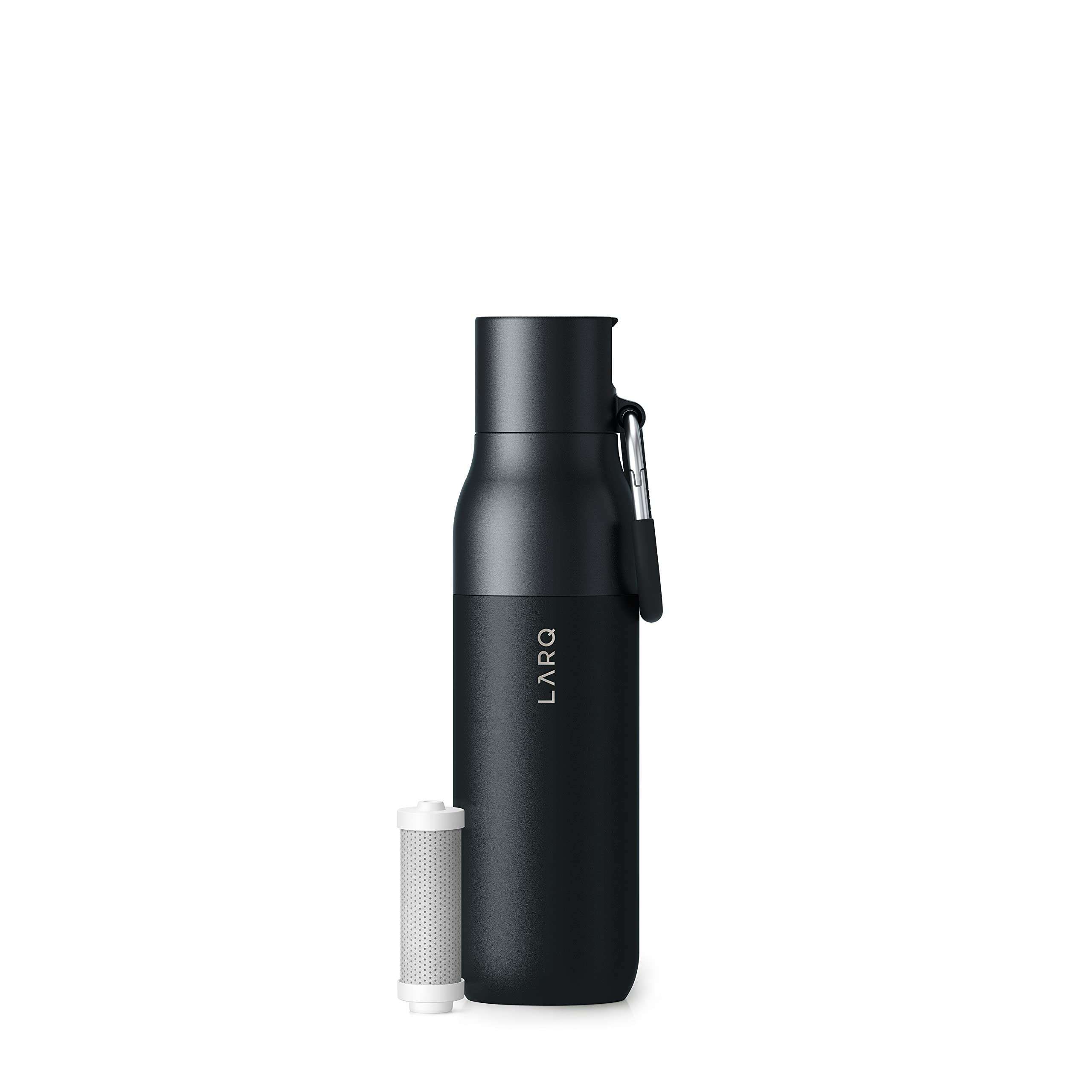 LARQ Bottle Filtered - Insulated Stainless Steel Water Bottle BPA Free with Nano Zero technology and long-lasting filters, Obsidian Black, 17oz 1