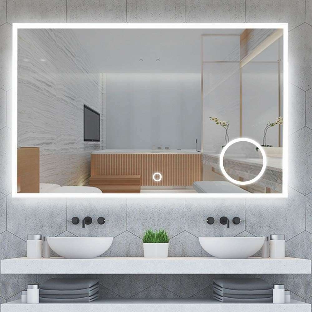 KALYAN TRADERS Rectangular Bathroom and Bedroom Wall Mirror with led Light, Sleekest controllable Vanity Mirror, Anti-Fog Makeup Mirror, 3-Color Customizable led Mirror and Shape Retangular (24X30).