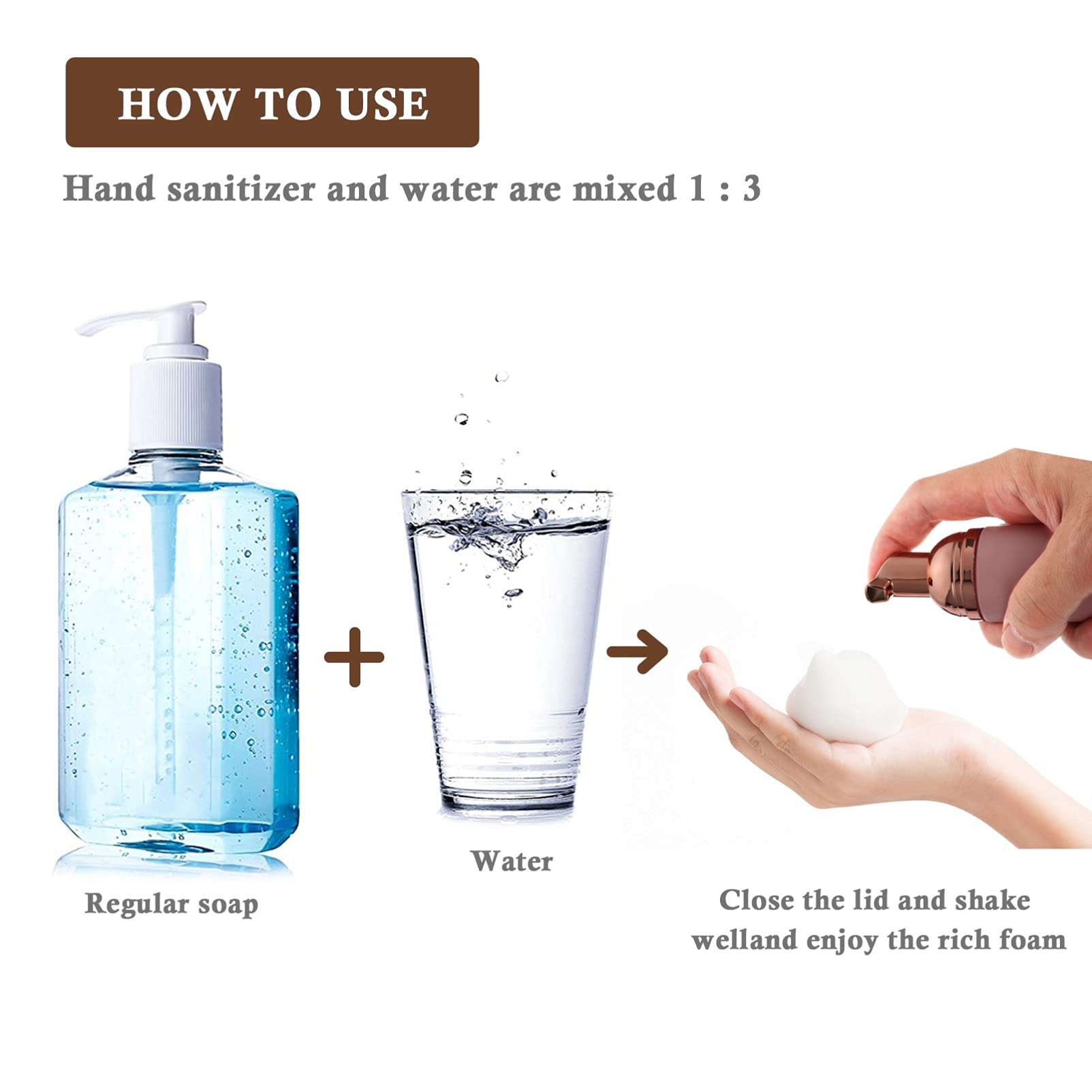 SaditY 3pcs Foam Bottle (Pink Pump), 50ml Foam Pump Bottle, Empty Travel Foaming Lash Shampoo for Cleanser, Dispenser 5