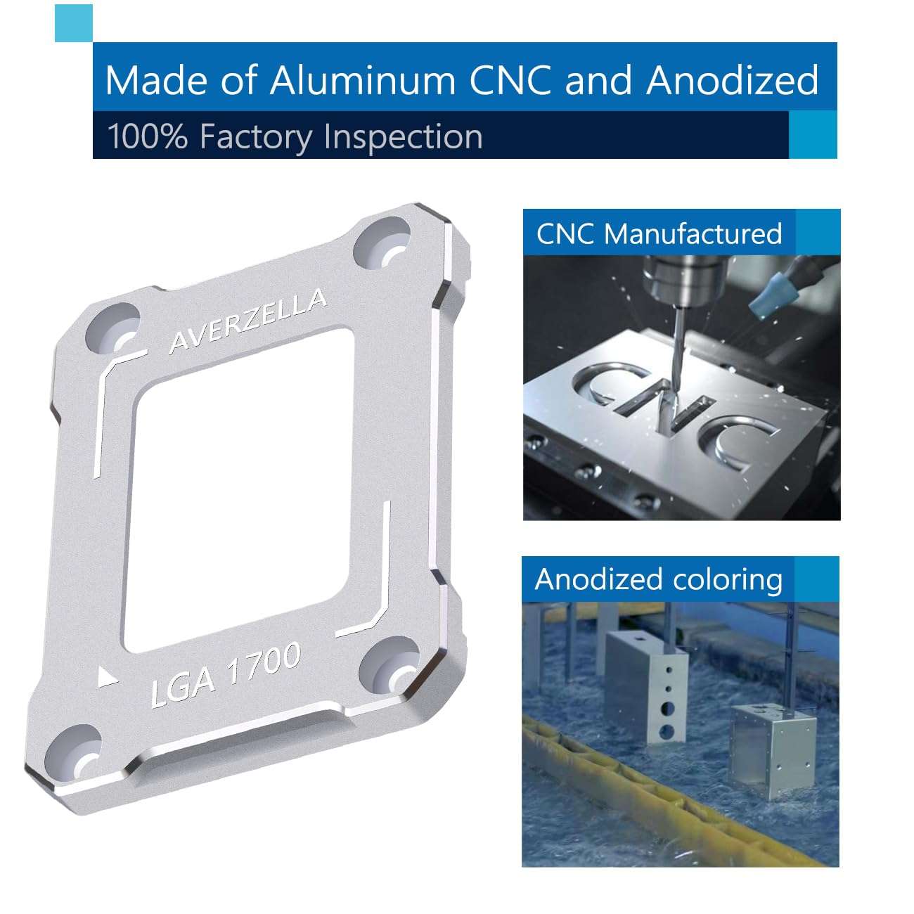 AVERZELLA Anti-Bending Contact Frame Retrofit Kit for Intel 12th/13th/14th Gen CPUs, CNC Aluminum CPU Buckle, Compatible with LGA 1700 Socket Motherboards (with 2g 5.15W/MK CPU Thermal) (Silvery) 6