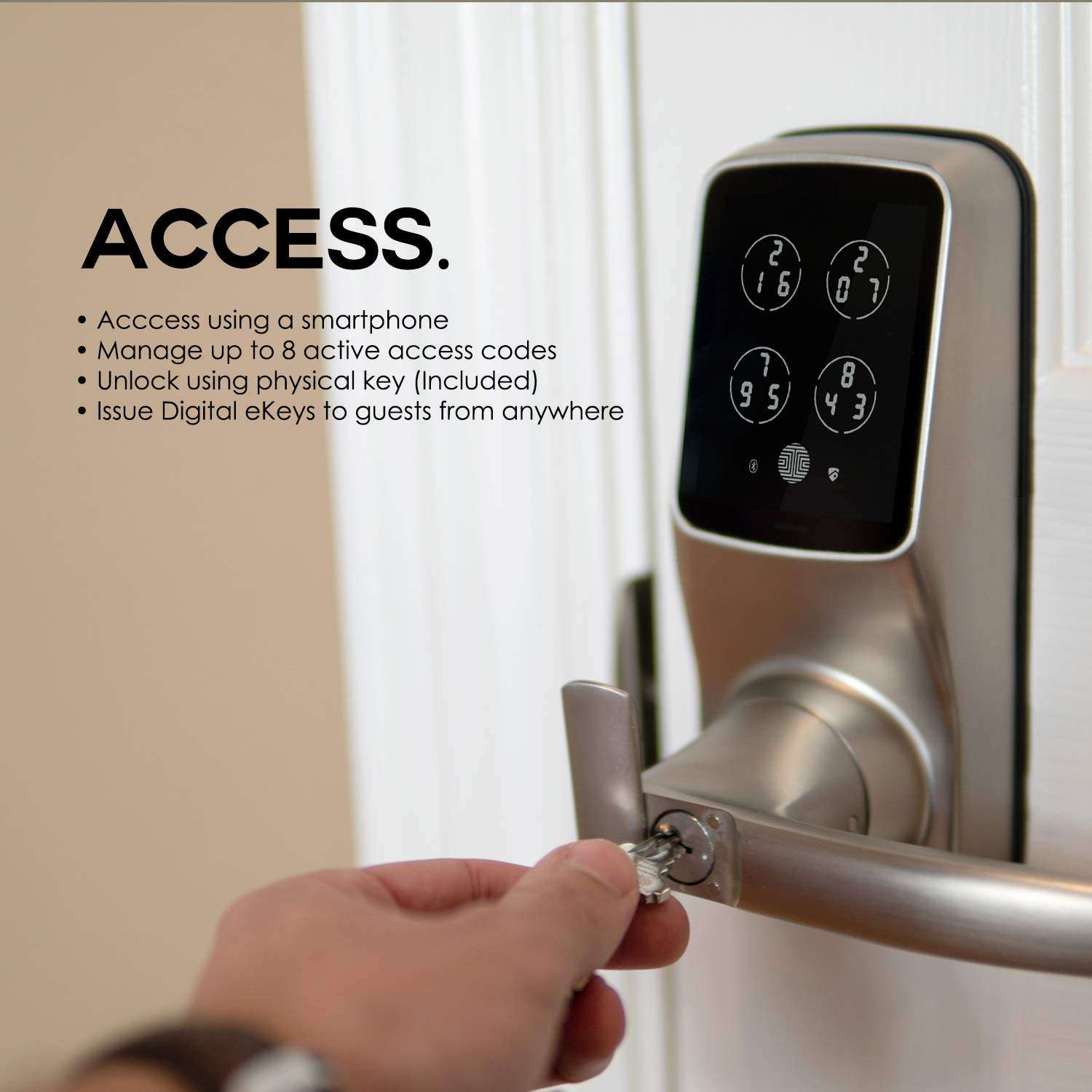 Lockly Keyless Entry Latch Door Bluetooth Smart Lock (PGD628) | LED Touchscreen Panel | Discrete Secure PIN Code | iOS Android Compatible | Auto Lock | Battery Backu 6