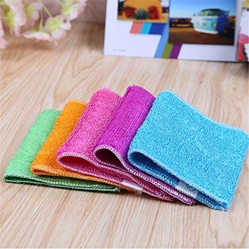 WorldCare® Multi10 Pcs Kitchen Cleaner wipping rags efficient Bamboo Fiber Cleaning Cloth home washing dish Cloth 3