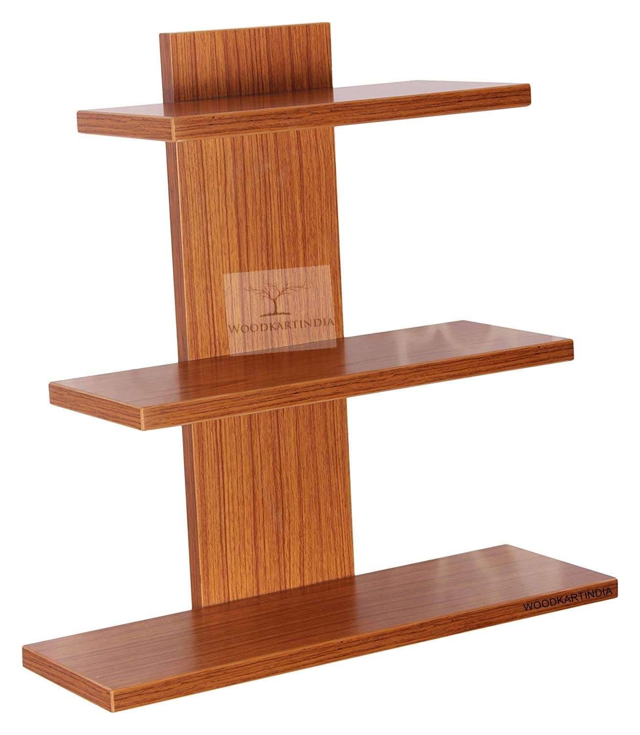 Woodkartindia Engineered Wooden Floating Matte Wall Book Display Shelf Rack (3 Shelves, Teak Natural) 5