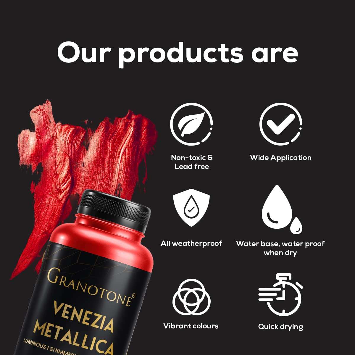 GRANOTONE Venezia Metallic Acrylic Paint Antique Gold Colour 200 ml Extra Sheen Multi Surface Non Fading Non Toxic Indoor Outdoor for Artists Hobbyists and Kids Made in India 6