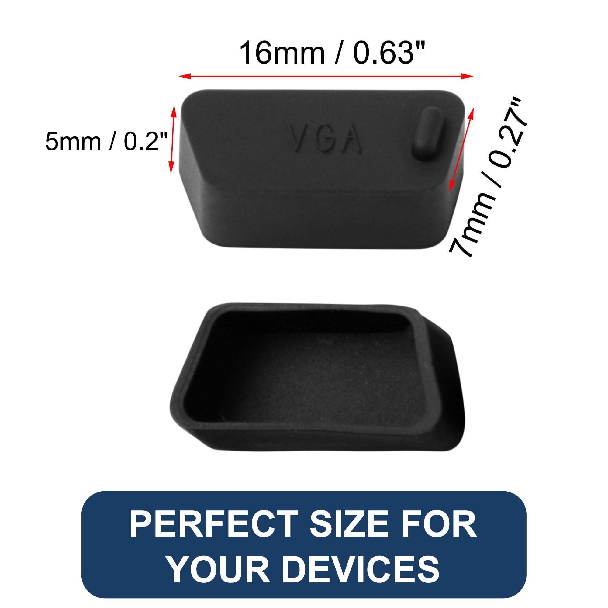 uxcell Silicone VGA Female Port Cover Anti Dust Cap, Port Plug Protector for D-Sub Serial 16mm x 9mm 10pcs Black 4