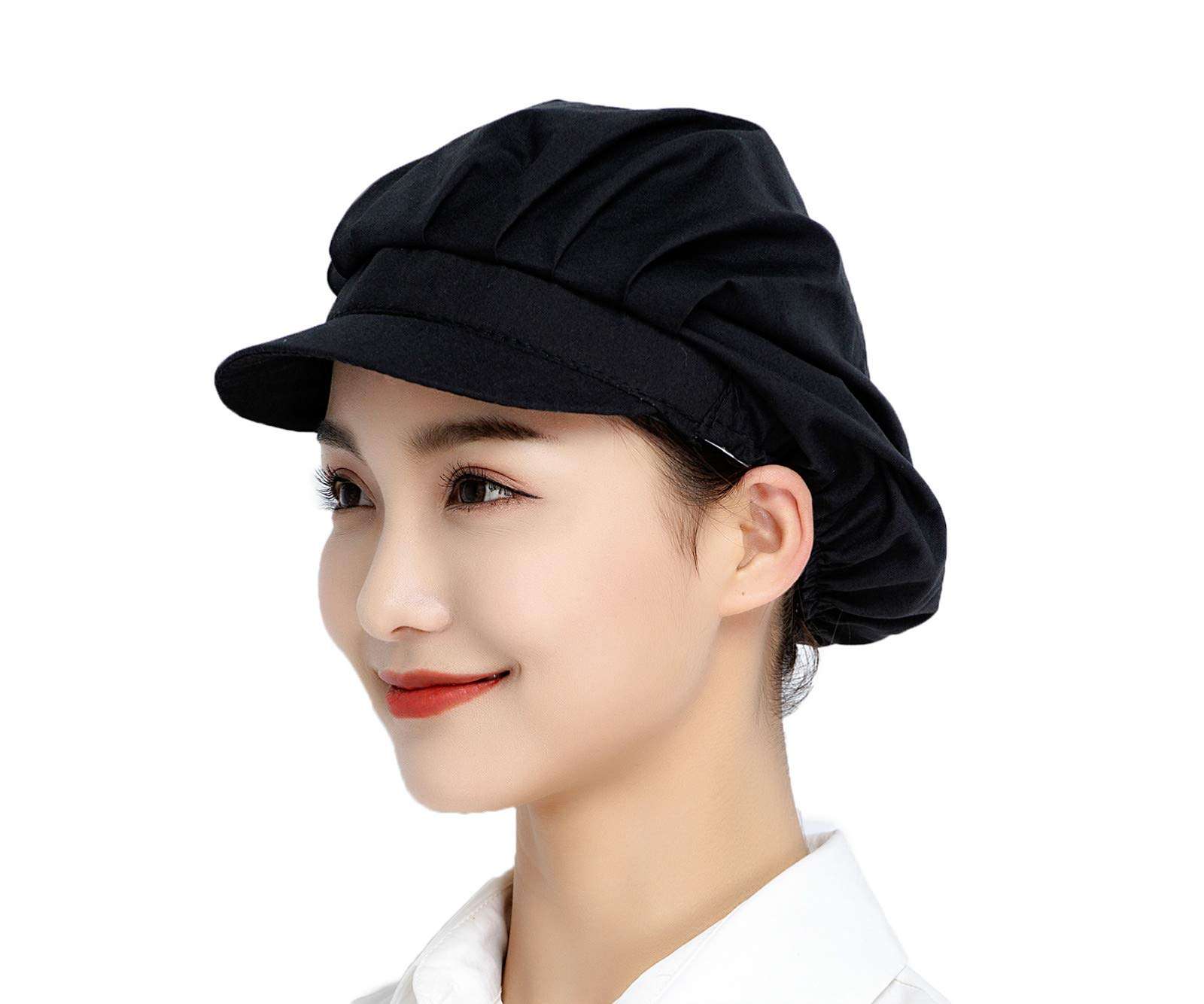 Jaspfct 4pcs Chef Hats Hairnets Kitchen Cooking Dishwashing Work Caps in Black HT005B4 1