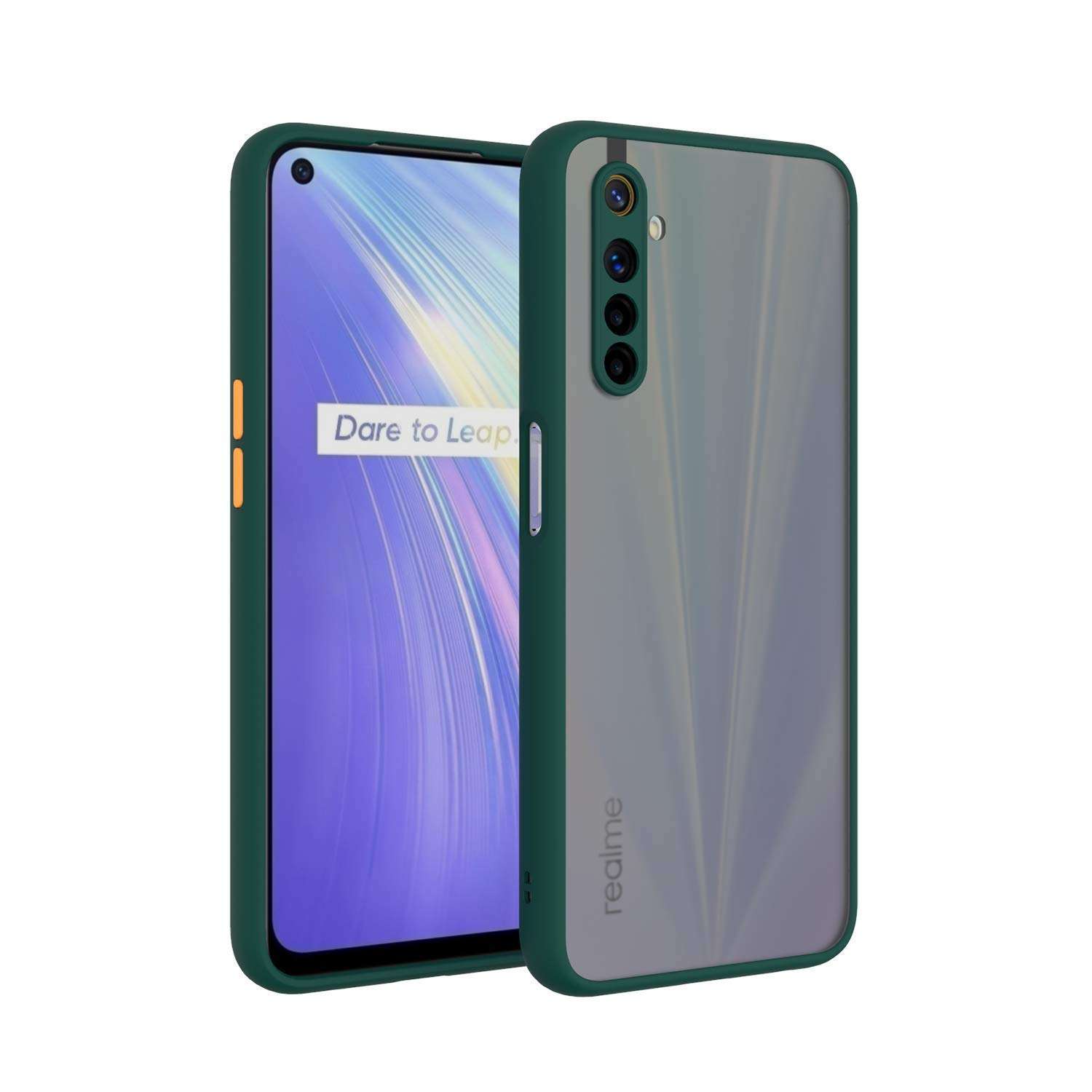 Genric Back Cover for Realme 6i (TPU;Poly Carbonate/Green) 1