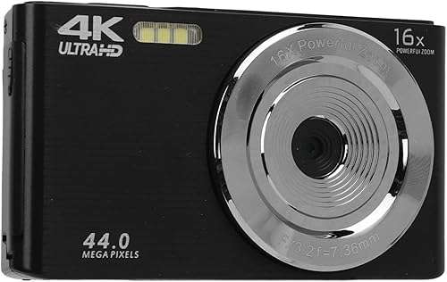 16X Digital Zoom,16X Digital Zoom Camera 2.8in Screen 4K 44MP Shock Proof Plastic Housing HD Camera (Black) 6