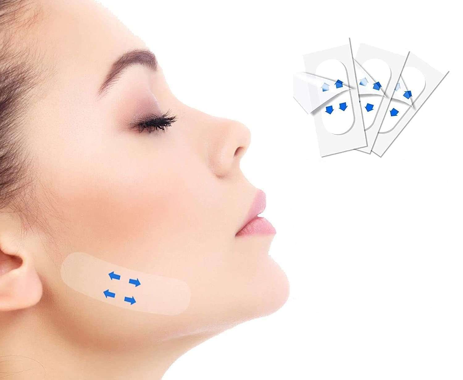 Virza trade Face Lift Tape Invisible for Instant Face Lifting & Contouring | High-Elasticity Double Chin Sticker, Neck & Facial Line Tightening Tape with String | Wrinkle Smoothing, V-Shape Face Slimming, Sagging Skin Lifter (40 Pcs, Pack of 1) 6