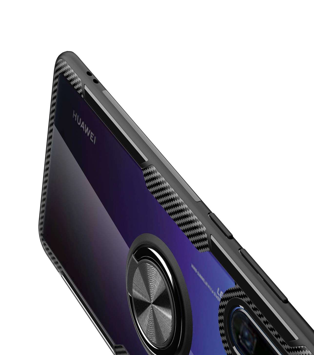 Huawei P30 Pro Transparent Case,360° Rotating Ring Kickstand Protective Case,TPU+PC Shock Absorption Double Protection Cover Compatible with [Magnetic Car Mount] for Huawei P30 Pro Case (Black/silver) 5