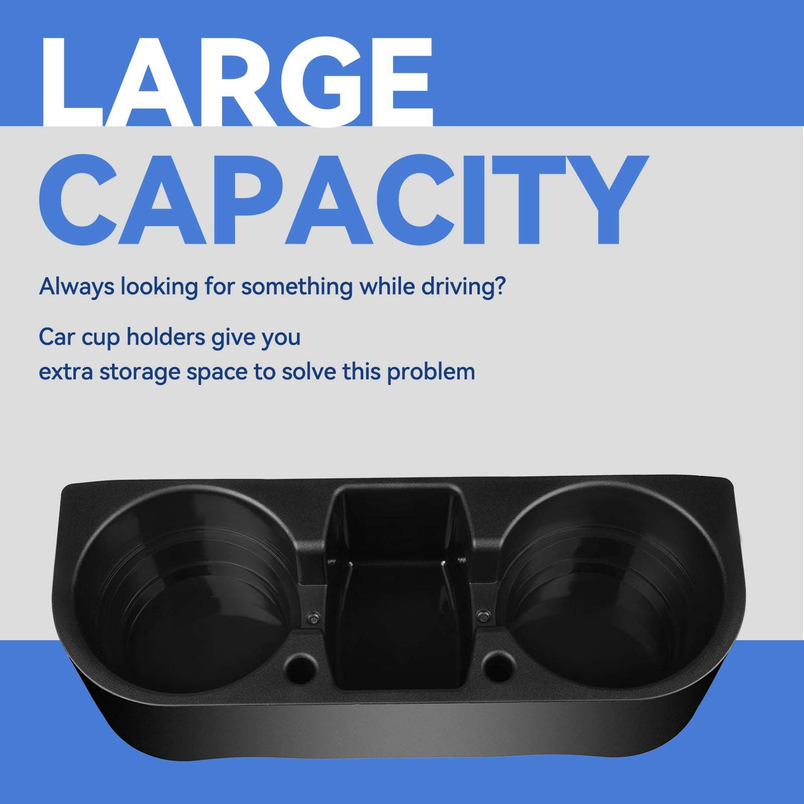 AULESSE 2PCS Seat Wedge Cup Holder for Car, Seat Gap Filler Cup Organizer Storage Box with Coaster(Black) 4