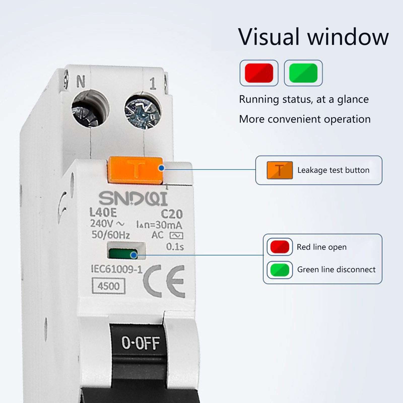 Breaker Residual Circuit Current Breaker 1P+N 6kA 230V 50/60Hz Over Current Leakage Protections 16/20/25/32A 6