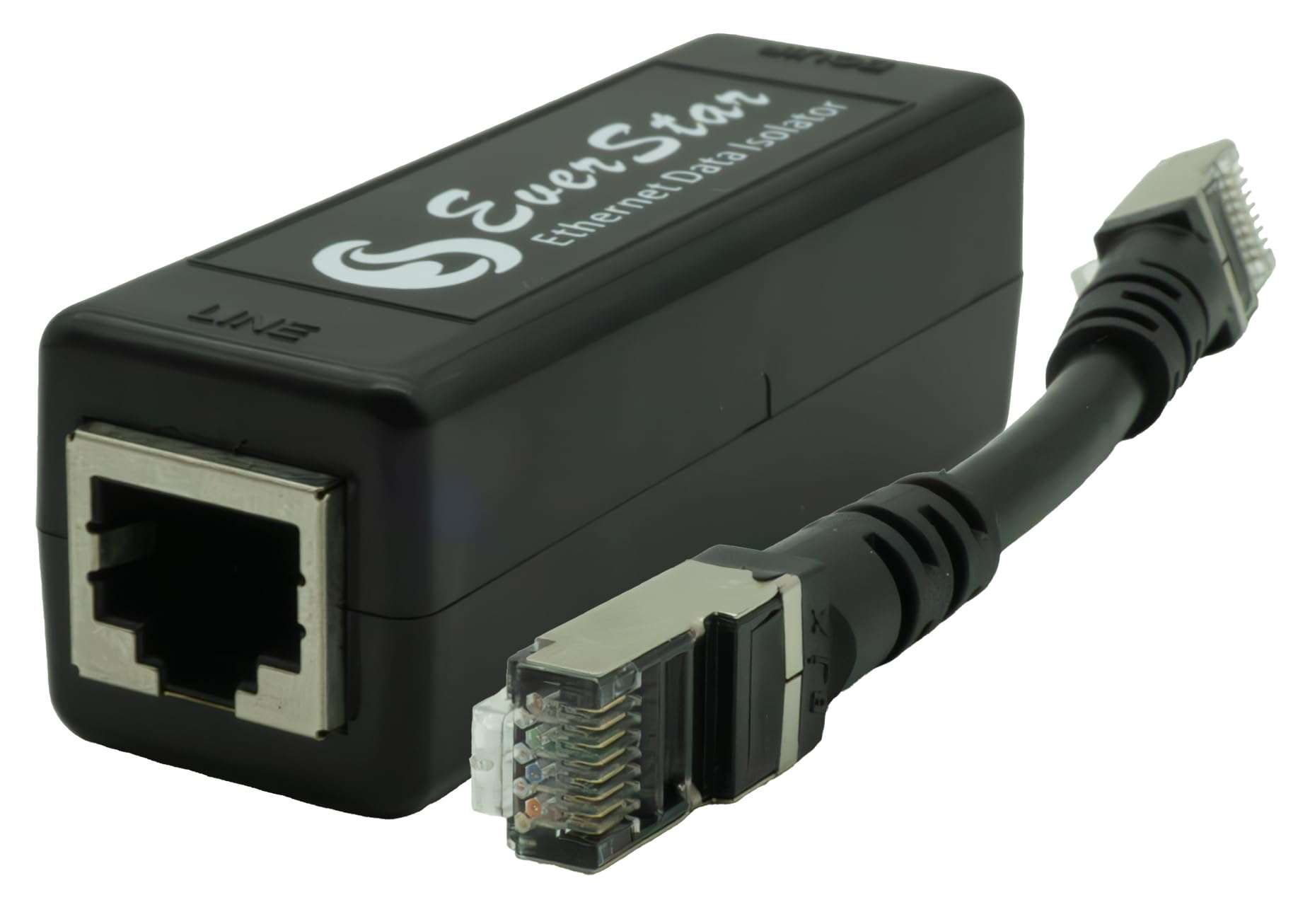 EverStar MI-305 Galvanic Network Isolator for Healthcare (EN60601-1 Compliant 4.5 KV, 2 MOPP) + 5” Patch STP Cable (1+1pc Kit) | Apple/Android TV | Hi-Res Audio Systems (RJ45) | Black