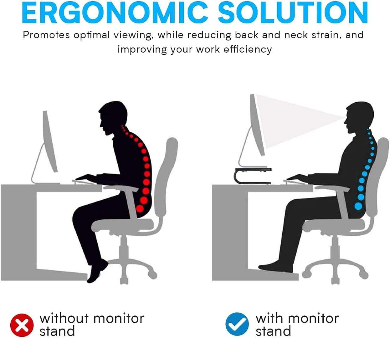 2Halter Monitor Stand Riser, Computer Desk Organizer and Cable Management, for Laptop, TV, Printer with Sturdy Metal Legs, 2 Pack, Black 5