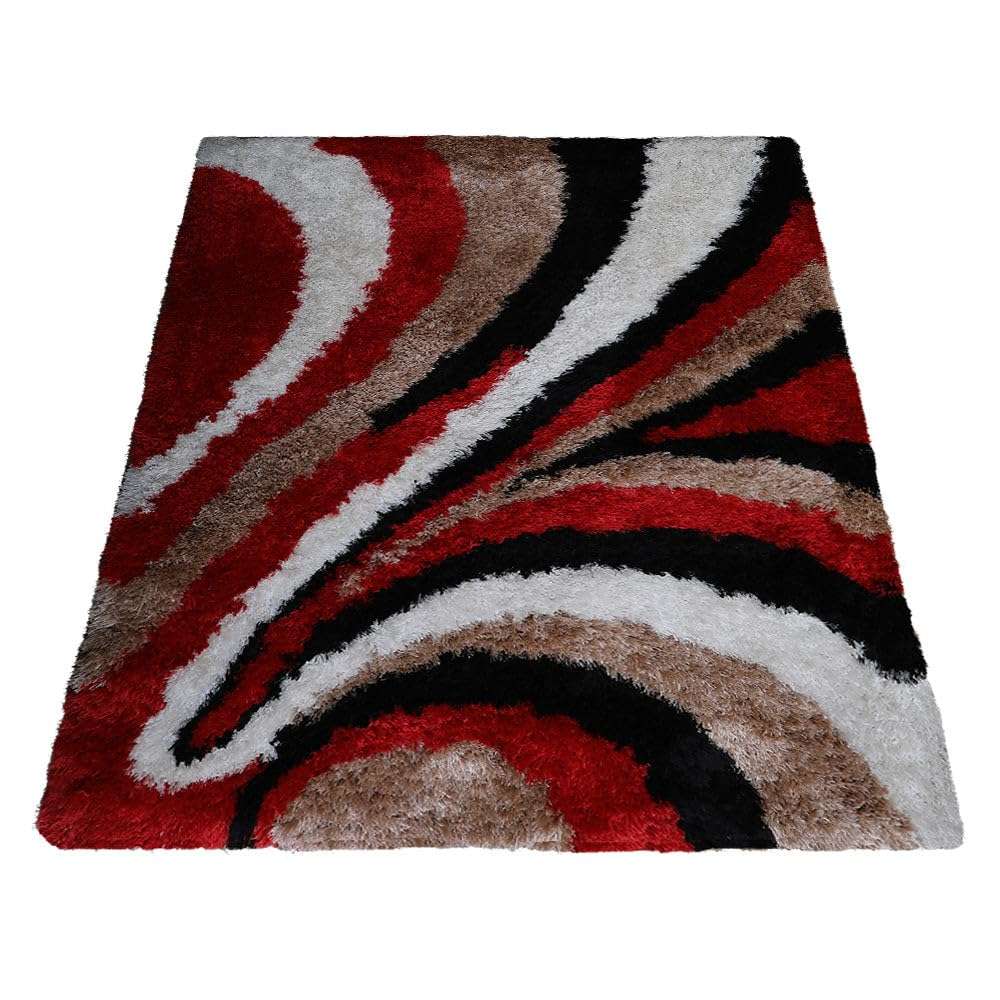 Hand Tufted SHAG Polyester ECO-Friendly Area Rugs - 4'x6', Rectangle, Multicolor, Contemporary Modern Design, High Pile Thick Handmade Anti Skid Rugs for Living Room K00028 4