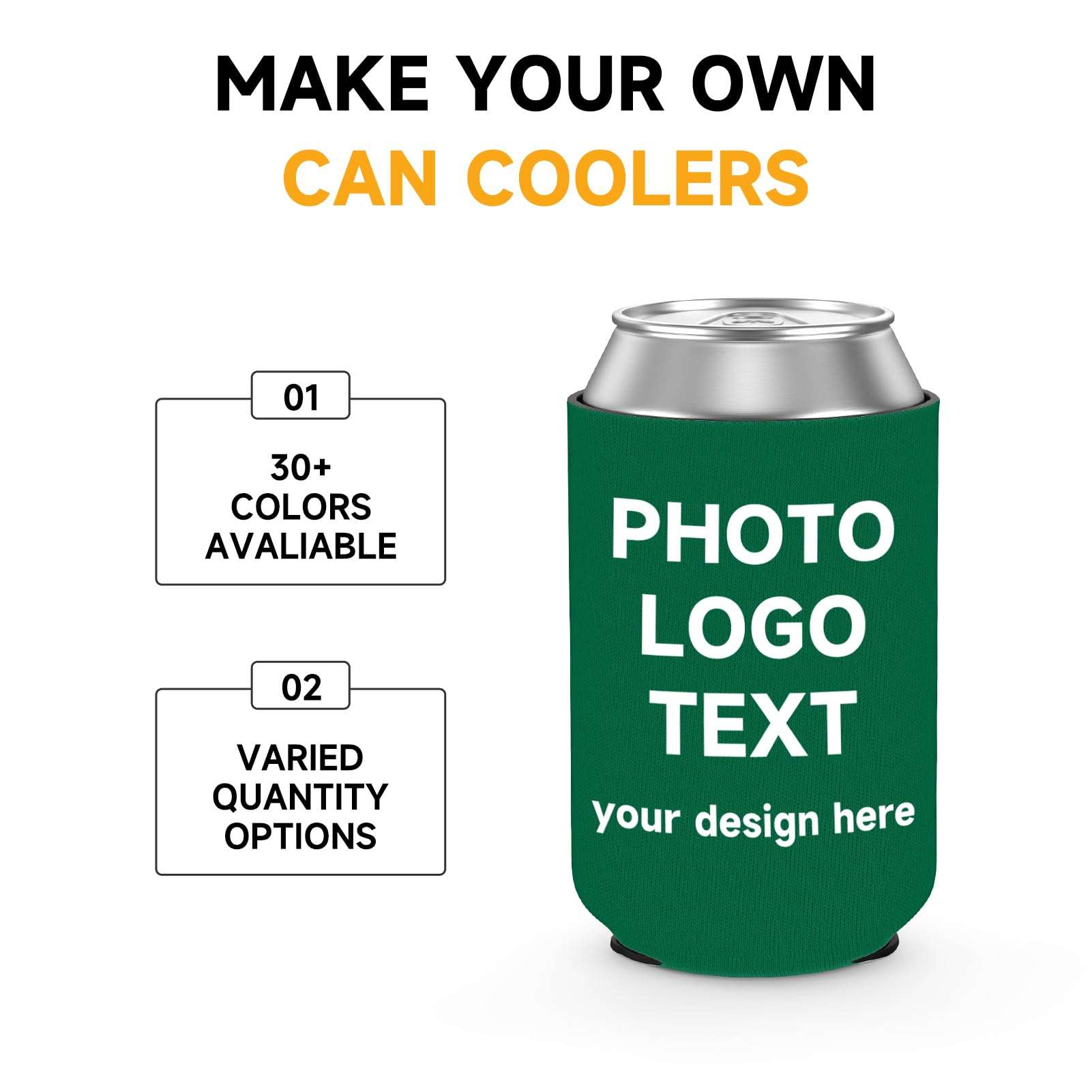 100Pcs Custom Can Cooler Sleeves Bulk for Beer Soda Cans & Bottles, Personalized Neoprene Drink Holder With Photo Text Logo for Birthday, Weddings, Parties, Anniversary Decorations 4