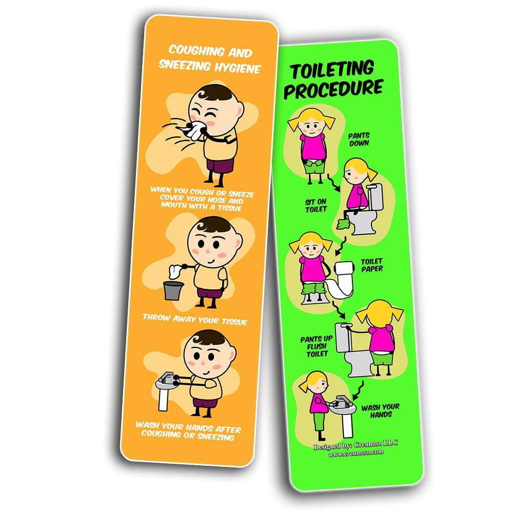 Creanoso Hygiene for Kids Bookmarks (12-Pack) - Stocking Stuffers Premium Quality Gift Ideas for Children, Teens, Adults - Corporate Giveaways & Party Favors 5