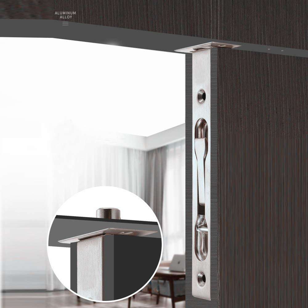 Hidden Latches & Bolts Silver 304 Stainless Steel 8 inch (20cm) Security Door Bolt Latch, Double Door Lever Action Flush Bolt Latch, French Door Slide Bolt Lock, Brushed Finish 2